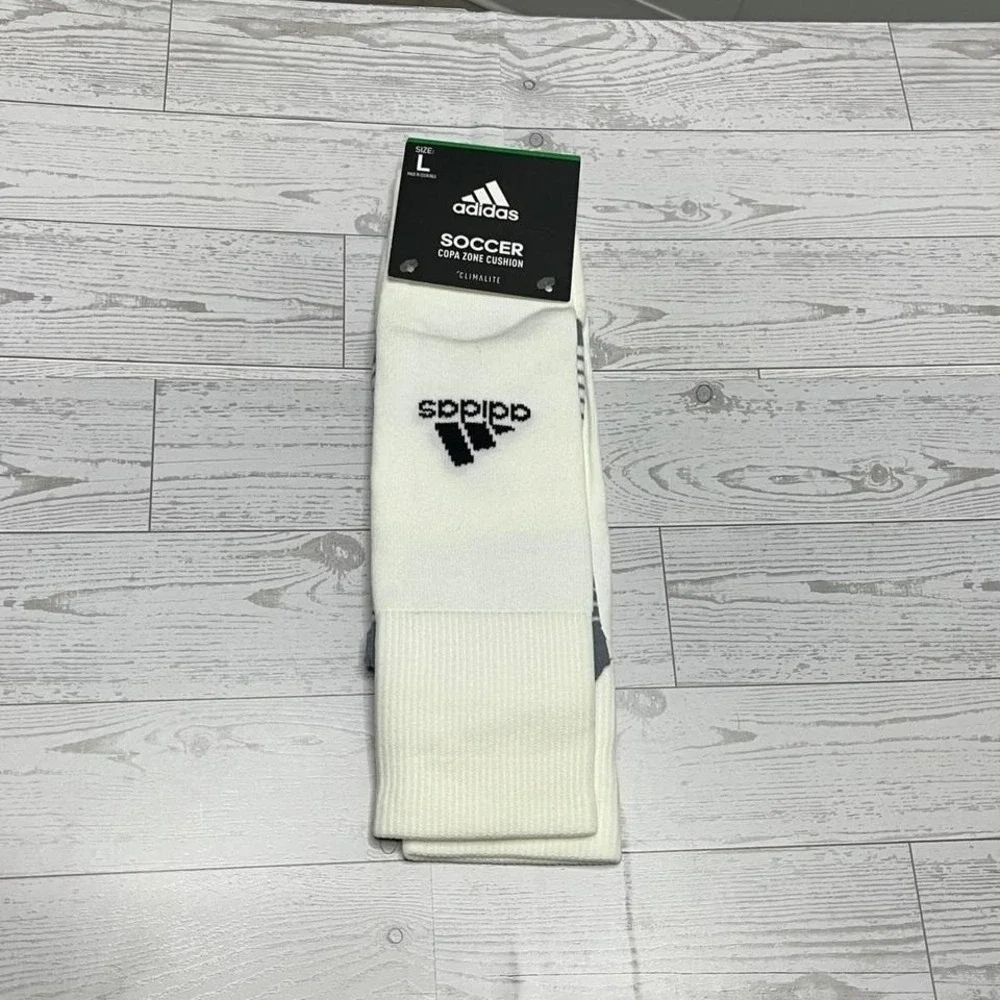 Adidas Copa Zone Cushion IV OTC Soccer Socks White Grey 5147310D Mens Large